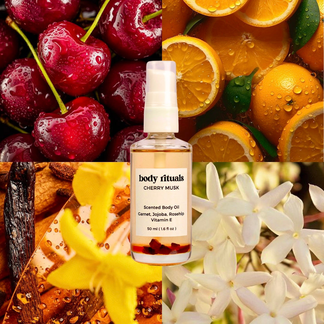 Cherry Musk Aromatic Body Oil - Garnet Crystals