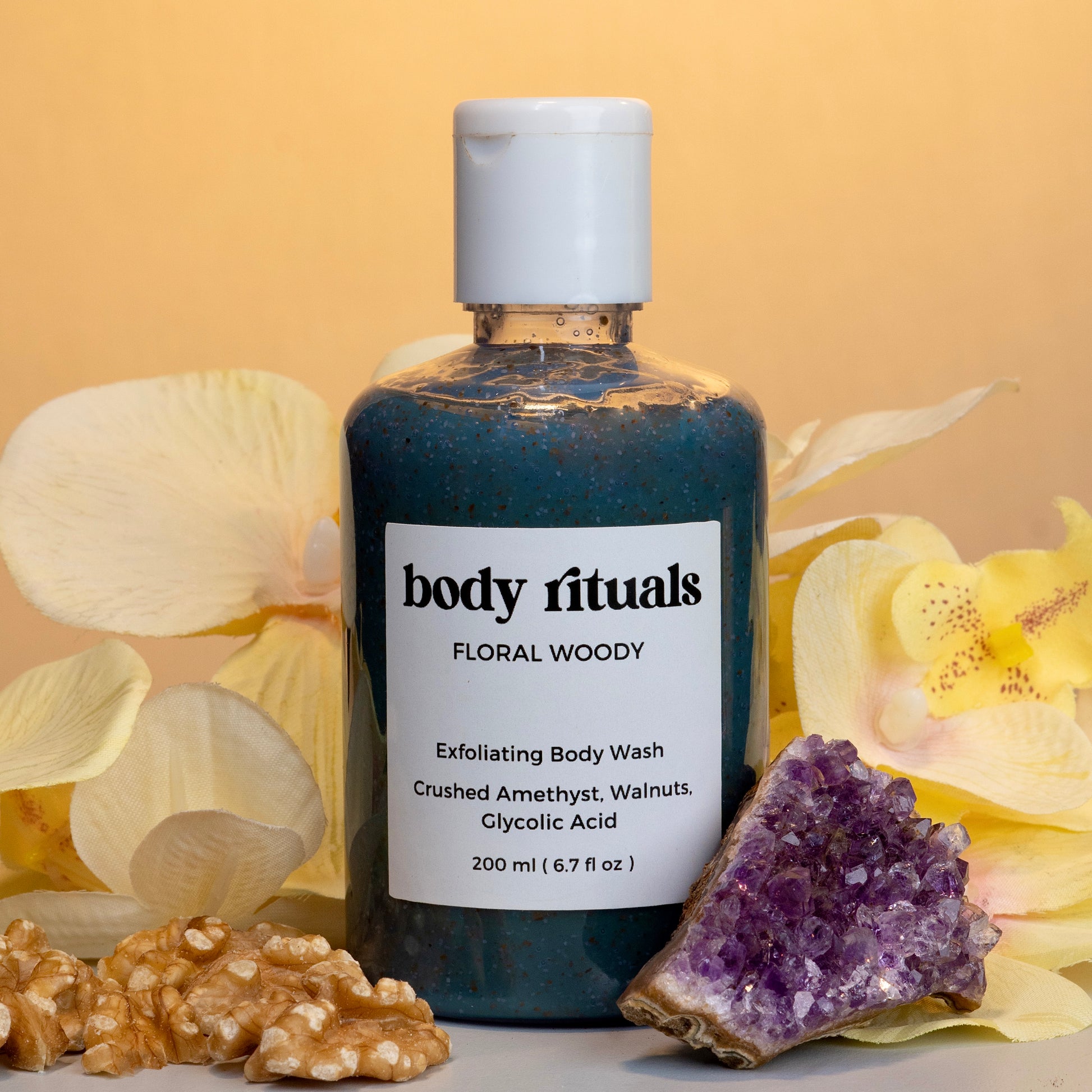 Floral Woody Exfoliating Body Wash - Amethyst Crystals